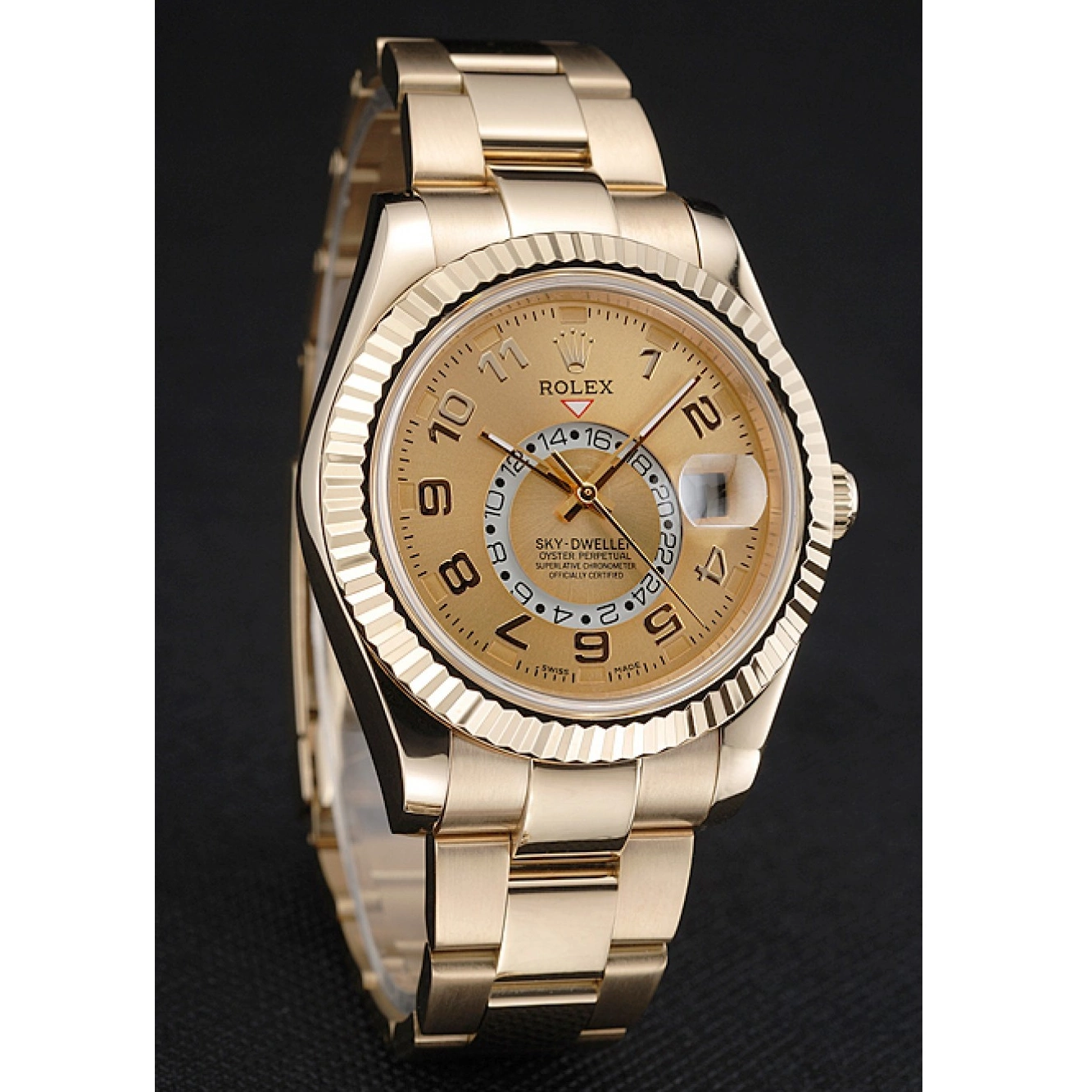 Good copy rolex watches 2012 Dweller Yellow Rolex Perpetual Edition Special Gold Oyster 80243 Sky 0821
